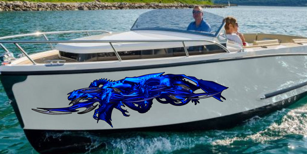 3D Sword Ripped Metal Vinyl Wrap ,Boat Decals, Watercraft Vinyl, Tribal Yacht Vinyl, Ranger Boat Decals and Stickers