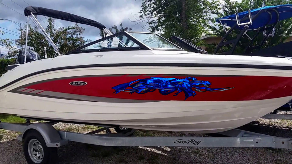 3D Sword Ripped Metal Vinyl Wrap ,Boat Decals, Watercraft Vinyl, Tribal Yacht Vinyl, Ranger Boat Decals and Stickers