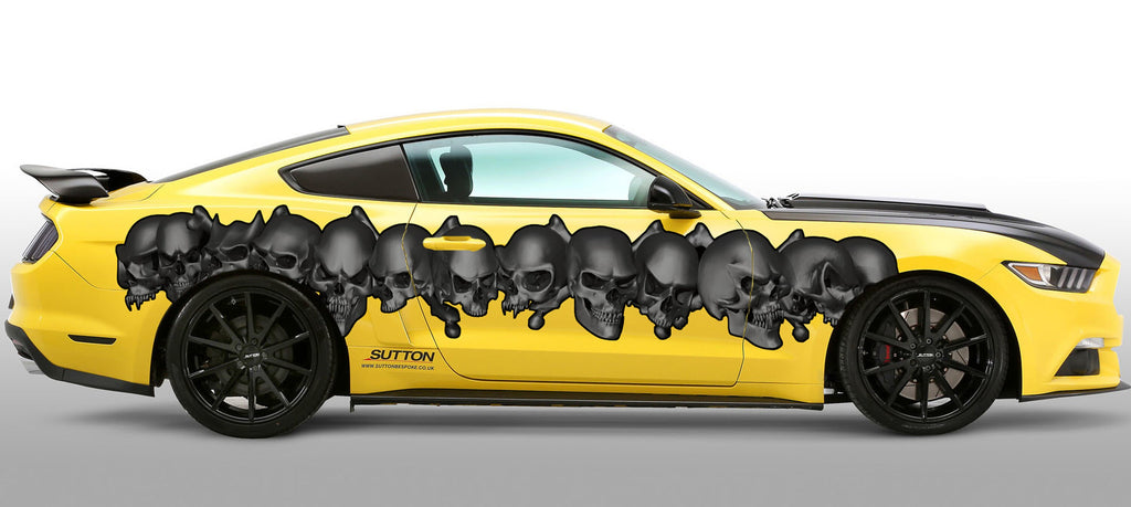 Tribal skulls street racing graphic, Ripped Metal full color Car vinyl Design Skull Car wrap Car vinyl, Full color tribal skulls