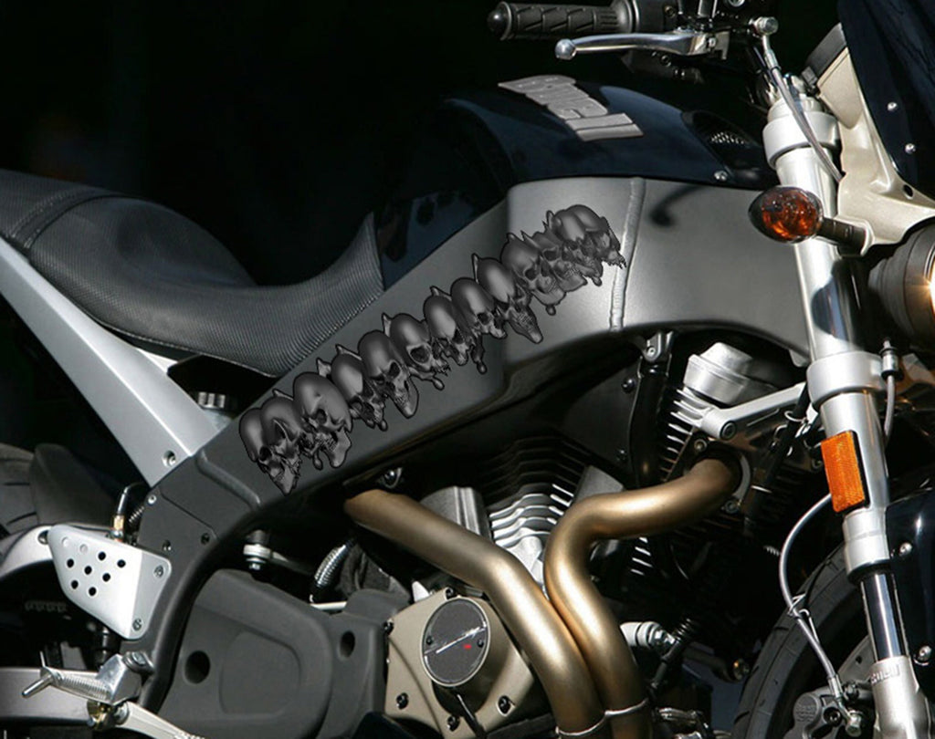 Flame Skull Decal, Skull Crotch Rocket Wrap, Skull Chopper Graphics, 3D Graphics of a Motorcycle Sticker, Tribal Flames Decals