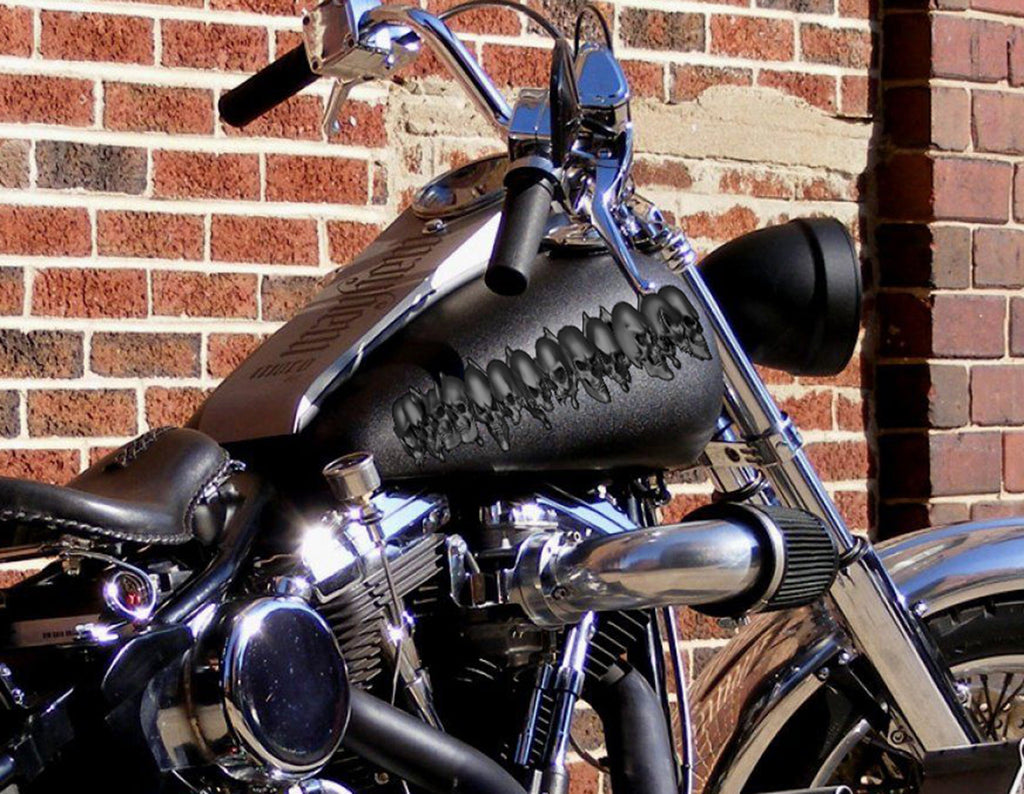 Flame Skull Decal, Skull Crotch Rocket Wrap, Skull Chopper Graphics, 3D Graphics of a Motorcycle Sticker, Tribal Flames Decals