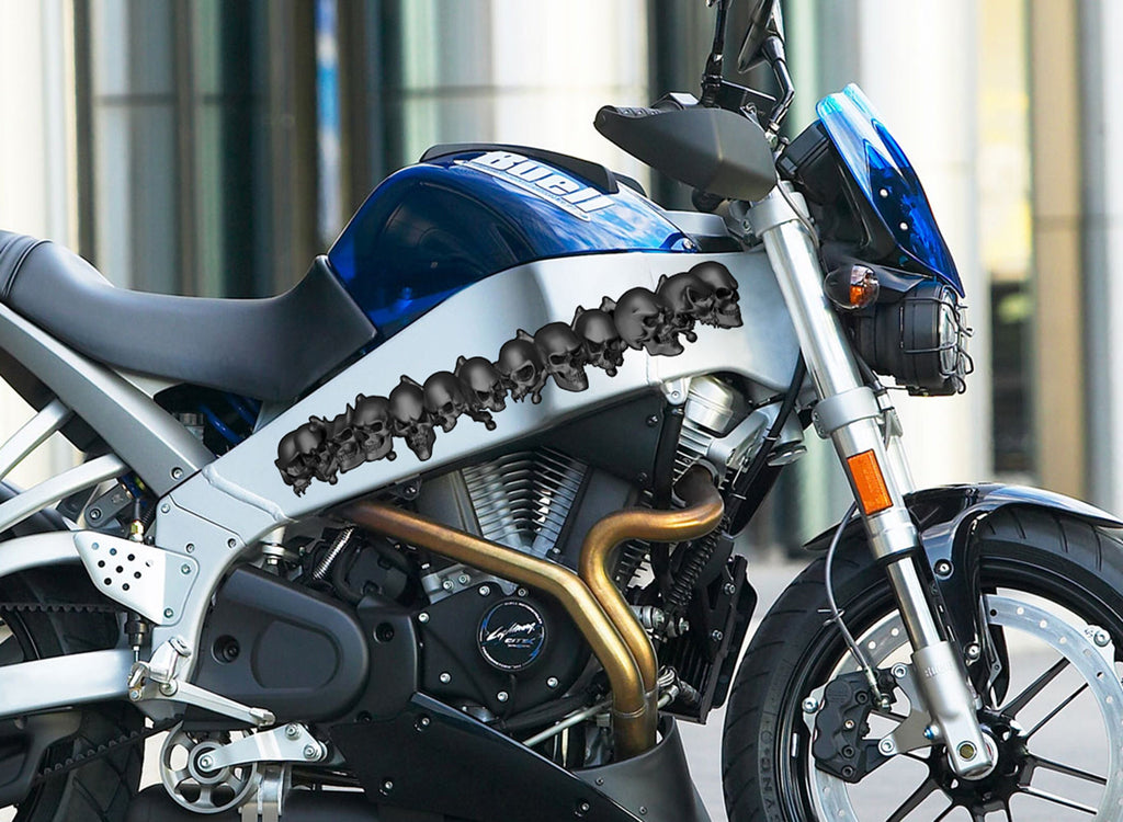 Flame Skull Decal, Skull Crotch Rocket Wrap, Chopper Graphics, 3D Graphics of a Motorcycle Sticker Tribal Flames Decals