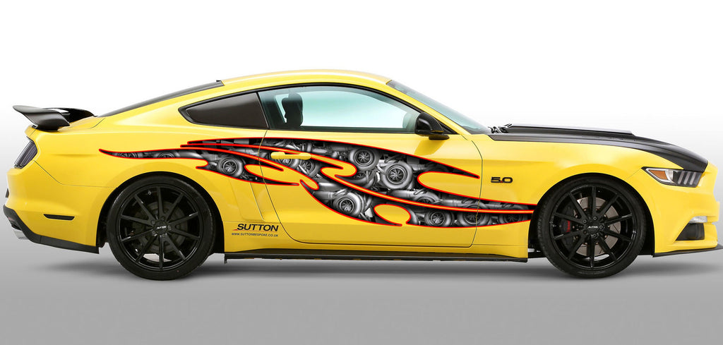 Ripped metal Tribal tattoo street racing graphic, Full color Car vinyl Design Turbines Car vinyl, Auto Wrap performance