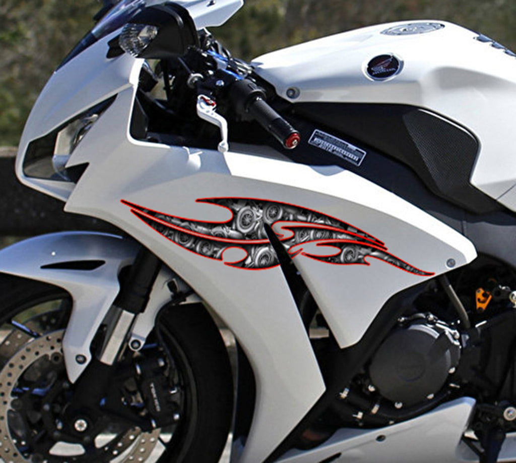 3D Tribal Ripped Metal Racing Bike Vinyl Decal Full color tribal vinyl, , Sports, Dirt Bike Stickers, Motorcycle Decals