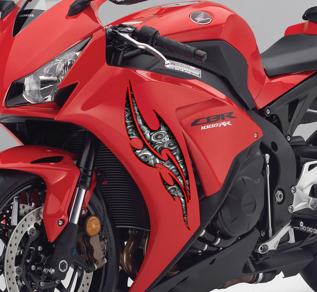 3D Tribal Ripped Metal Racing Bike Vinyl Decal Full color tribal vinyl, , Sports, Dirt Bike Stickers, Motorcycle Decals