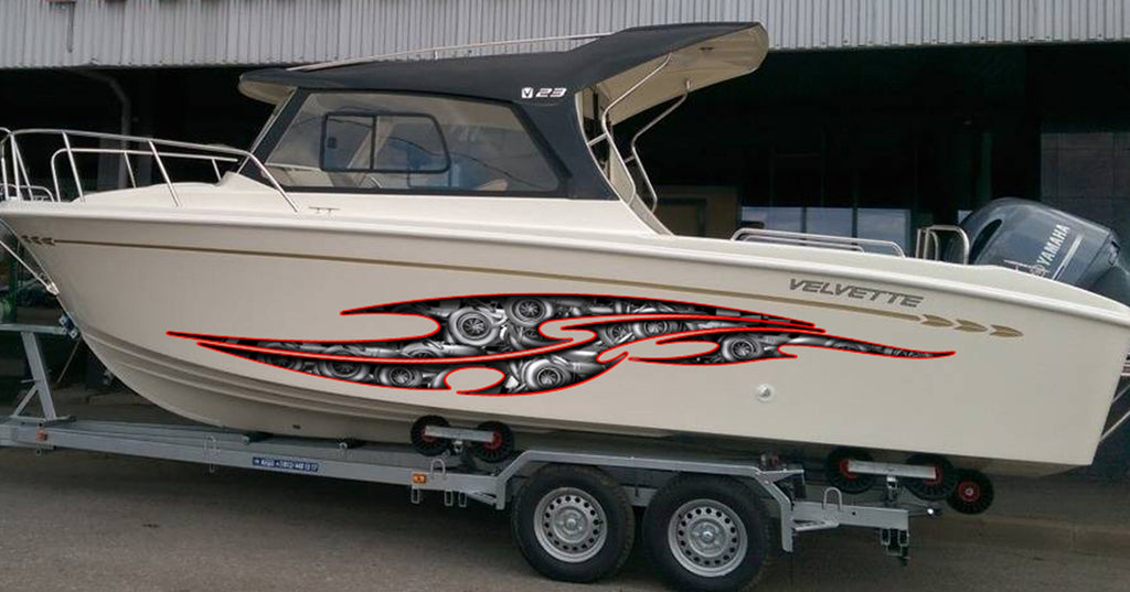 3D Sword Ripped Metal Vinyl Wrap ,Tattoo Boat Decals, Watercraft Vinyl, Tribal Yacht Vinyl, Ranger Boat Decals and Stickers