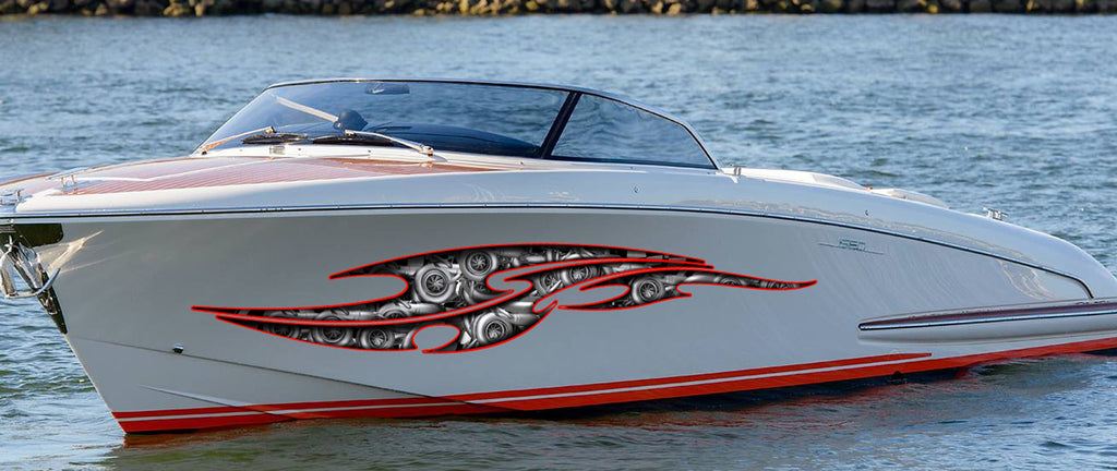 3D Sword Ripped Metal Vinyl Wrap ,Tattoo Boat Decals, Watercraft Vinyl, Tribal Yacht Vinyl, Ranger Boat Decals and Stickers