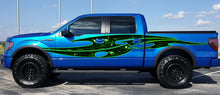 Load image into Gallery viewer, 3D Skull graphic car wrap, Tribal Skulls street racing graphic, Full color tribal skulls car decal, Cool decals for cars, skull car sticker