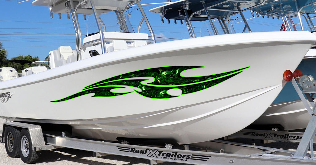 3D Sword Ripped Metal Vinyl Wrap ,Tattoo Boat Decals, Watercraft Vinyl, Tribal Yacht Vinyl, Ranger Boat Decals and Stickers