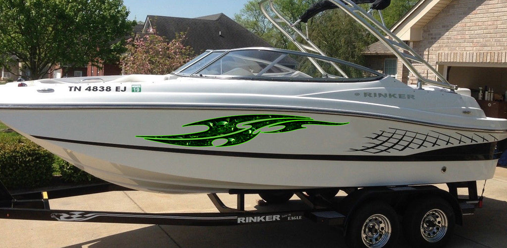 3D Sword Ripped Metal Vinyl Wrap ,Tattoo Boat Decals, Watercraft Vinyl, Tribal Yacht Vinyl, Ranger Boat Decals and Stickers