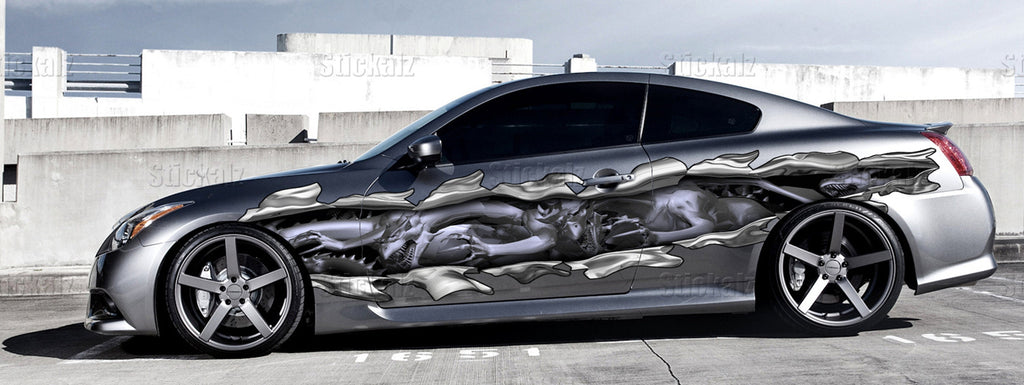 Dragons Car Wrap Ripped Metal Full Color Wrap Ripped Metal, Full Color Car Vinyl Design, Tribal Racing Stripes