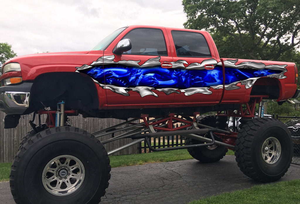 Full color Car side graphics Dragons, Car side Racing stripes Lizard, Tribal Dragon decal, jeep vinyl tribal Creature