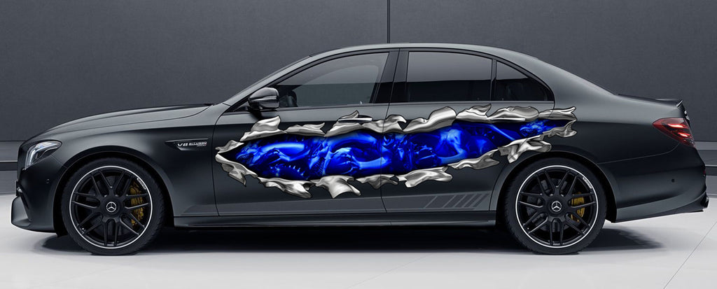 Tribal 3D Dragon street racing graphic Ripped Metal full color Car vinyl Design Dragons Car wrap Car vinyl
