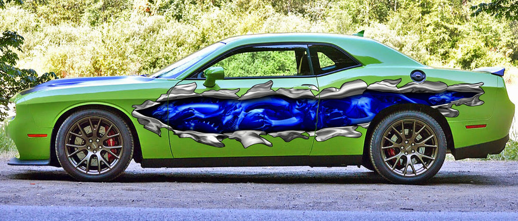 Tribal 3D Dragon street racing graphic Ripped Metal full color Car vinyl Design Dragons Car wrap Car vinyl