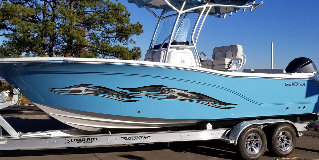 3D Sword Ripped Metal Vinyl Wrap - Tattoo Boat Decals - Watercraft Tribal Yacht - Ranger boat stickers,