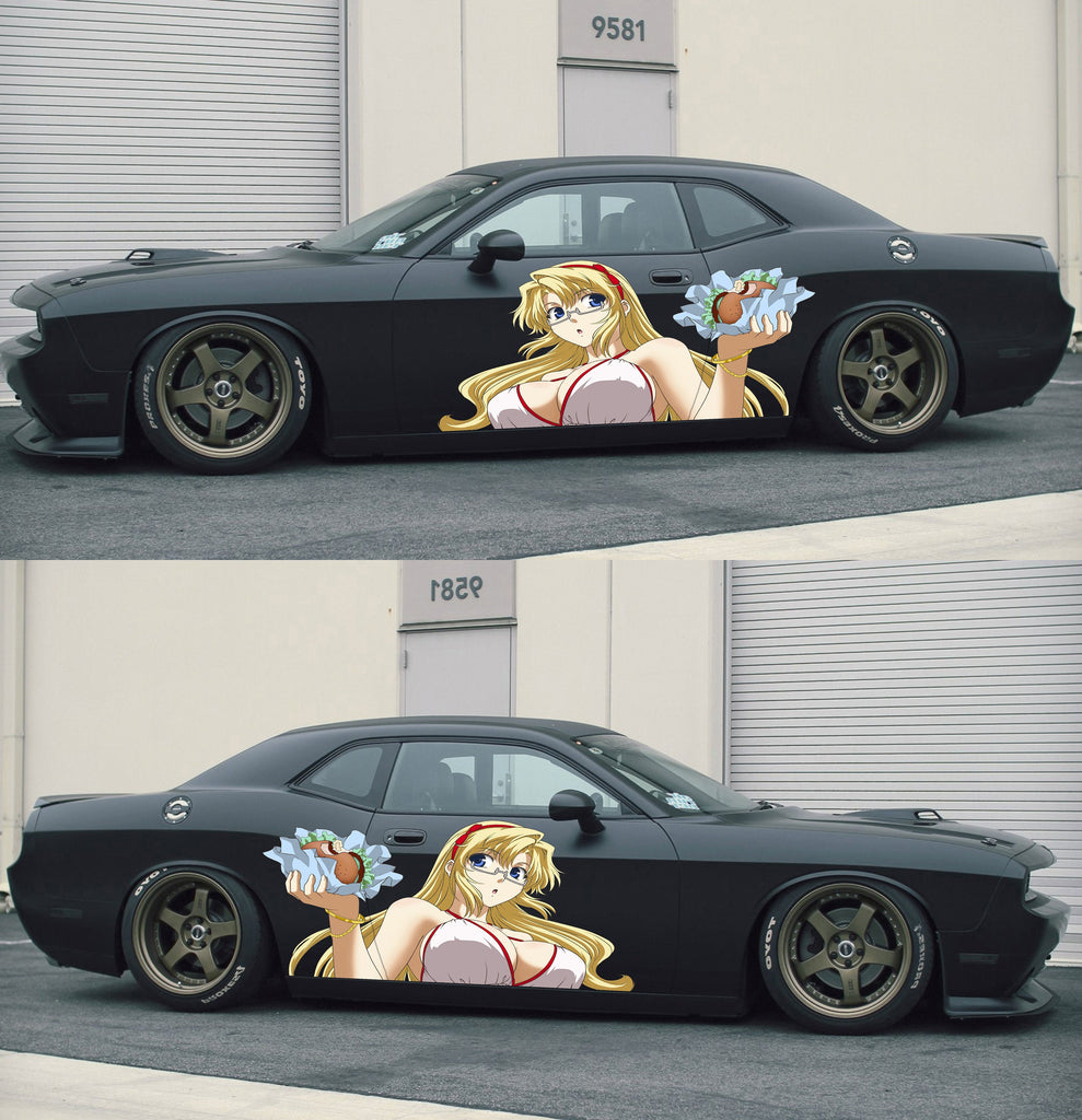 Sexy Anime Girl Car Sticker – Hot Waifu Car Decal for Window, Laptop, Hydro Flask – JDM Anime Bumper Sticker – Otaku Gift Idea