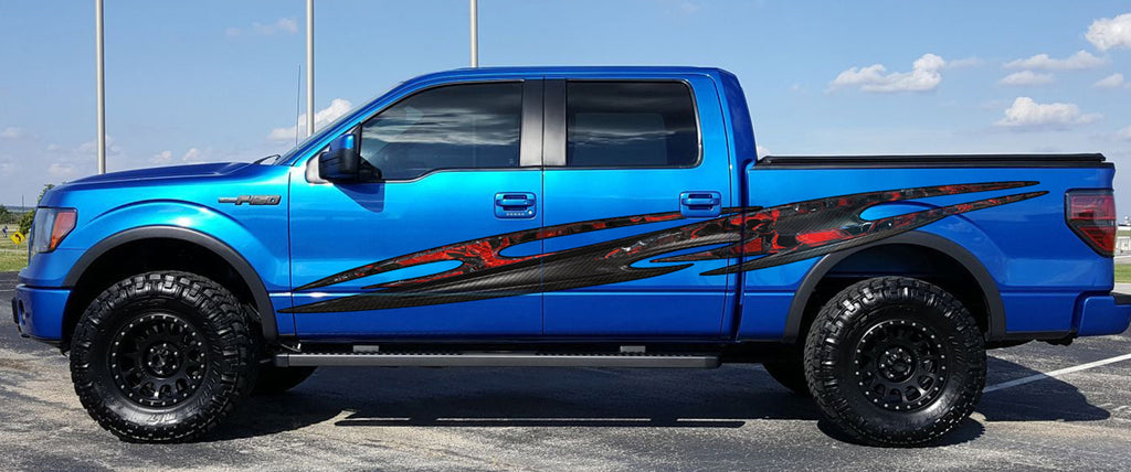 Car wrap design for pickups, Tribal car vinyl, Full color car side graphics, Car Side Wrap Vinyl Sticker, Tribal street racing graphic