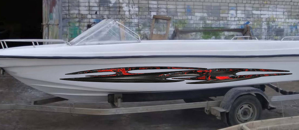 Super Boat Wrap, Tribal Ripped Metal Speed Boat Vinyl, 3D Graphic Yacht Decal, Watercraft Sticker, Boat Wraps Plain, Cast Vinyl Wrap