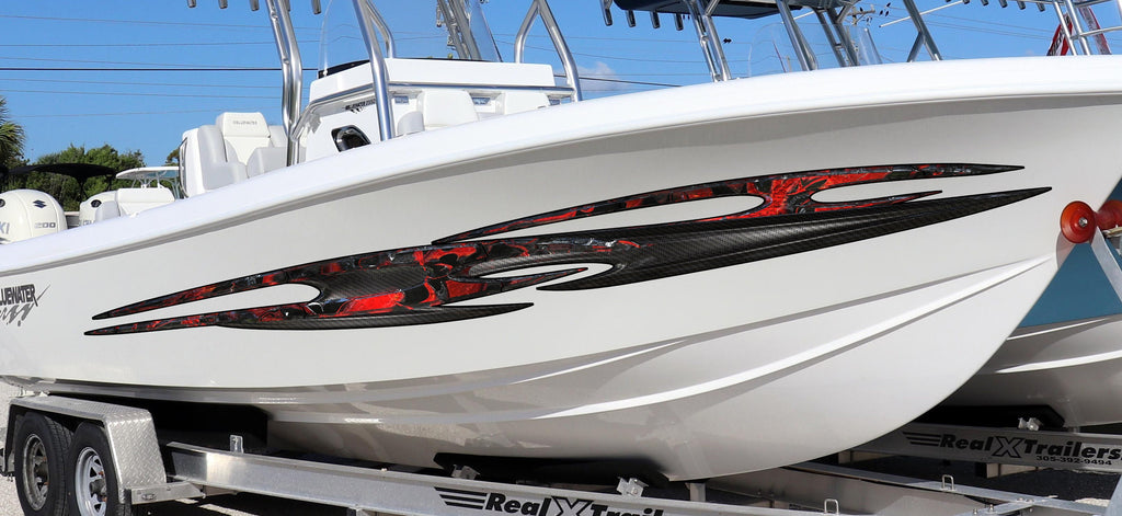 Super Boat Wrap, Tribal Ripped Metal Speed Boat Vinyl, 3D Graphic Yacht Decal, Watercraft Sticker, Boat Wraps Plain, Cast Vinyl Wrap