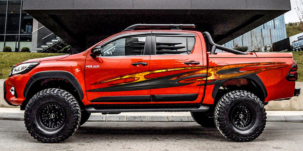Tribal tattoo street racing graphic, Full color Car side graphics, Car side vinyl sticker, Car wrap design, Truck side graphics, for Pickups