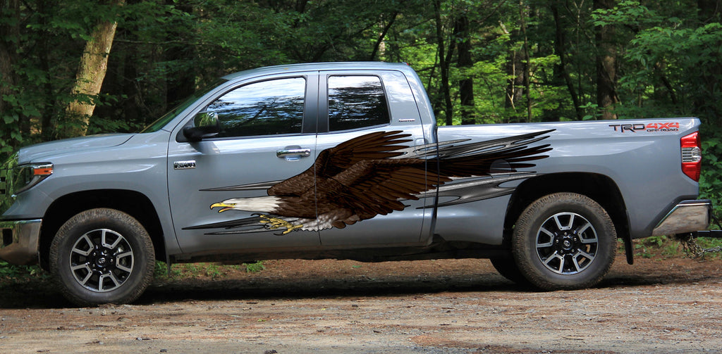 Full color Bald Eagle Car side graphics, Tribal street racing car wrap design vinyl full color tribal decal, for Pickups