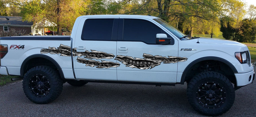 Flag Car Vinyl Decal, Skulls Full Color Car Sticker, Graphics Racing Stripes Tribal Big Flag Vinyl Tribal Skull Graphic