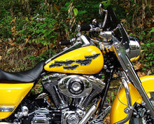 Load image into Gallery viewer, Flame Skull Decal, Skull Crotch Rocket Wrap, Skull Chopper Graphics, 3D Graphics of a Motorcycle Sticker, Tribal Flames Decals