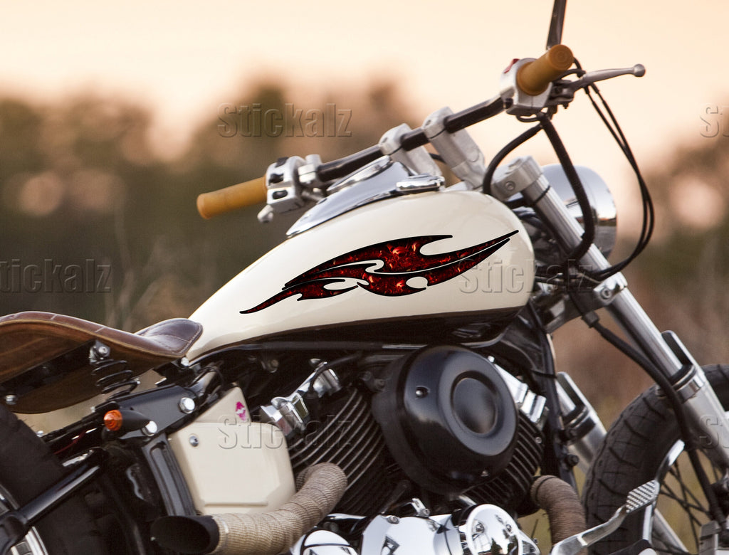 Skull Ripped Metal Motorcycle decor, Dirt Bike Wrap, Sport bike Cruiser Vinyl Laminated Die Cut Decal Sticker Set