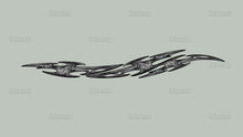 Load image into Gallery viewer, Decal for sport cars, Tribal car graphics, Sword racing stripes vinyl decal, Car vinyl full color tribal, Car side weapon sticker,Car design