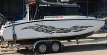 Load image into Gallery viewer, 3D Sword Ripped Metal Vinyl Wrap ,Tattoo Boat Decals, Watercraft Vinyl, Tribal Yacht Vinyl, Ranger Boat Decals and Stickers