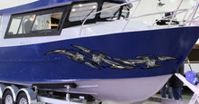 Load image into Gallery viewer, 3D Sword Ripped Metal Vinyl Wrap ,Tattoo Boat Decals, Watercraft Vinyl, Tribal Yacht Vinyl, Ranger Boat Decals and Stickers