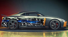 Load image into Gallery viewer, Full Color Car Vinyl Design Racing Flag Car Vinyl, Auto Wrap Tribal Checkered , Ripped Metal Checkered Street Graphic