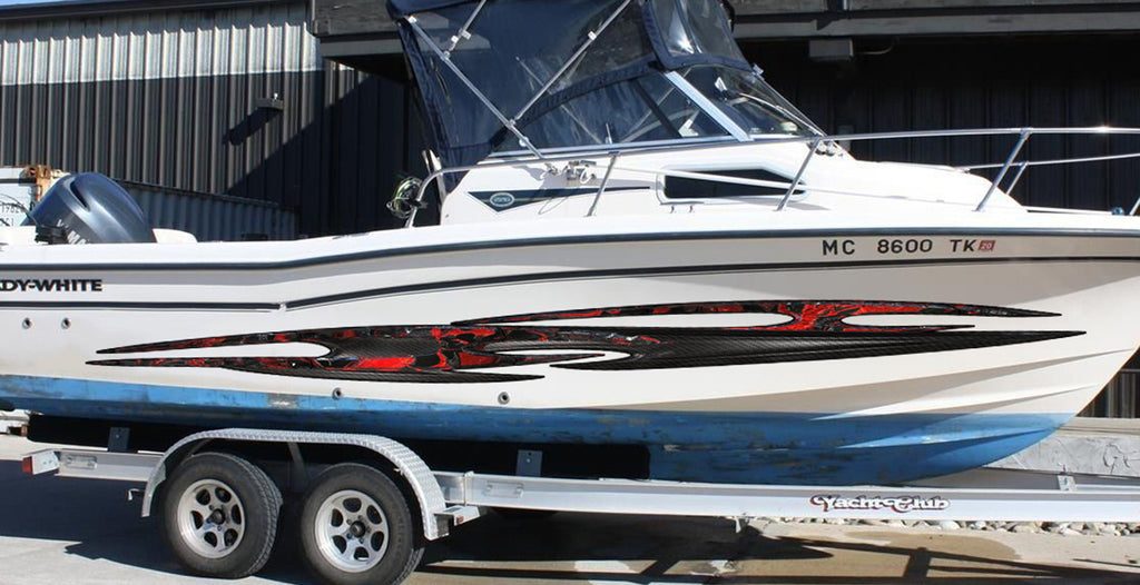 Full Color Yacht Graphics, Speed boat Vinyl Sticker, Boat Graphics Decals, Super Boat Wrap, Boat Side Wrap, One part mirrored