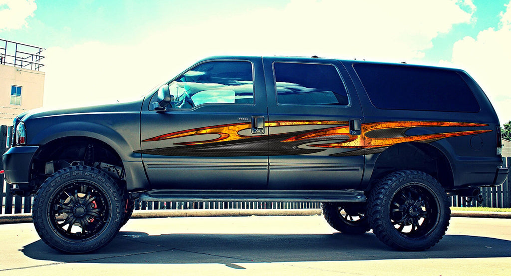 3D Tribal Ripped Metal Car Vinyl, Full Color Car Side Graphics, Tribal Tattoo Car Sticker, Cool Decals for Cars, Truck side graphics