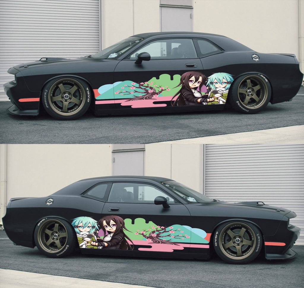 Anime Car Stickers, Manga decal, Japanese Livery, Sakura car sticker, Large car livery, Anime Girl Tattoo Car, Japan Character Side Car Wrap