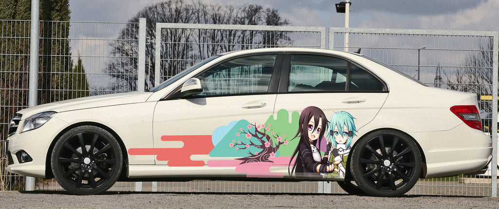 Anime Car Stickers, Manga decal, Japanese Livery, Sakura car sticker, Large car livery, Anime Girl Tattoo Car, Japan Character Side Car Wrap