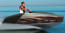 Load image into Gallery viewer, Full Color Yacht Graphics, Speed boat Vinyl Sticker, Tribal Cigar Boat Side Graphics Decal, Tribal Ripped Metal Watercraft Vinyl