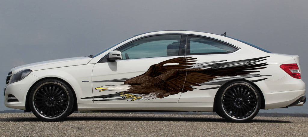 US Bald Eagle Car Wrap Decal, Bald Eagle Ripped Metal Car Vinyl, American pride Car Vinyl, Tribal Pride Car Sticker, Full Color Car Graphics