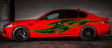 Load image into Gallery viewer, Tribal skulls street racing graphic, Skull car vinyl decal, Skeleton car vinyl sticker, Skulls car side design, Skull car vinyl side wrap