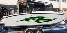 Load image into Gallery viewer, Tribal skulls yacht graphics, Skull Cigar Boat Side Graphics, 3D Skull Ripped Metal Watercraft Vinyl, Full Color Yacht Graphics,