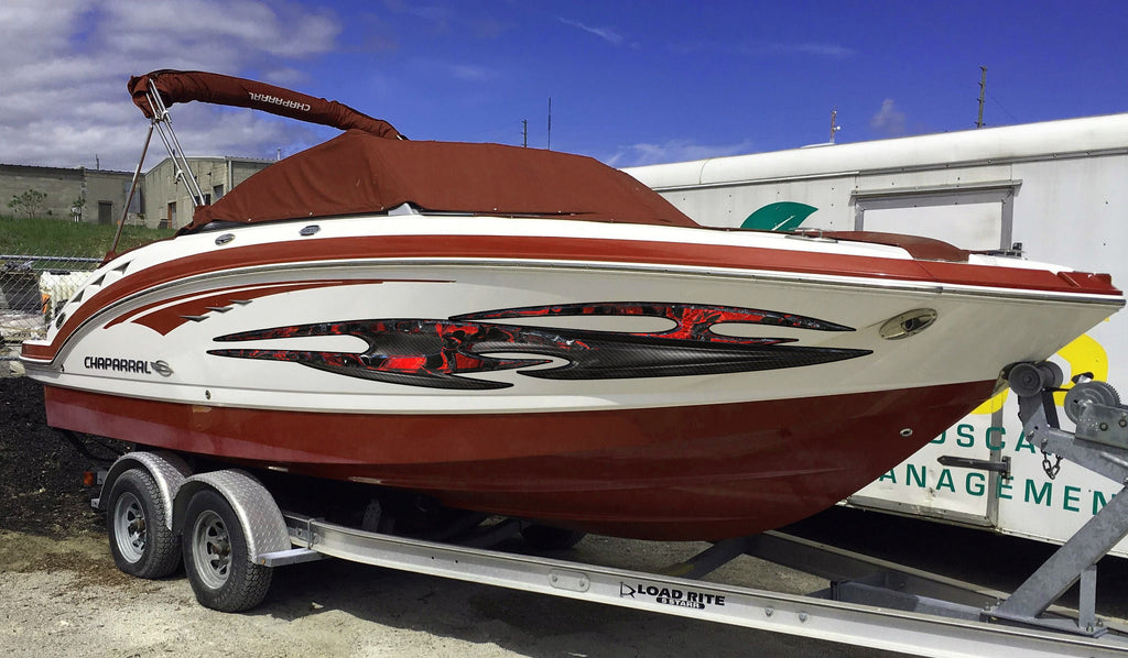 3D Watercraft Tribal Graphic, Tattoo Boat Sticker, Tribal Yacht Wrap Sticker, Great 3D Boat Decal, Boat Graphics Decals, Super Boat Wrap