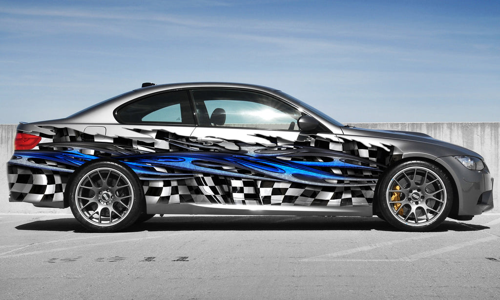 Tribal racing stripes, Full color Car side graphics Racing flag Car vinyl Checkered flag Car side graphics, Tribal racing stripes