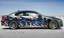 Load image into Gallery viewer, 3D Checkered flag Ripped Metal Car Vinyl, Racing flag car vinyl side wrap, Checkered flag car side vinyl decal, Racing flag car sticker