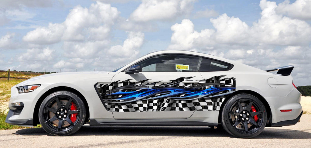 Tribal racing stripes, Full color Car side graphics Racing flag Car vinyl Checkered flag Car side graphics, Tribal racing stripes