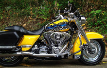 Load image into Gallery viewer, 3D Checkered Flag Chopper Vinyl, Racing Flag Bike Graphics, Motorcycle Sticker, Flag Full color tribal, Full Color Crotch Rocket Graphics