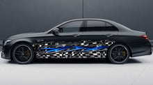 Load image into Gallery viewer, Racing flag car side wrap, Checkered flag street racing car vinyl graphics, Racing flag car side vinyl decal, Checkered flag car side design