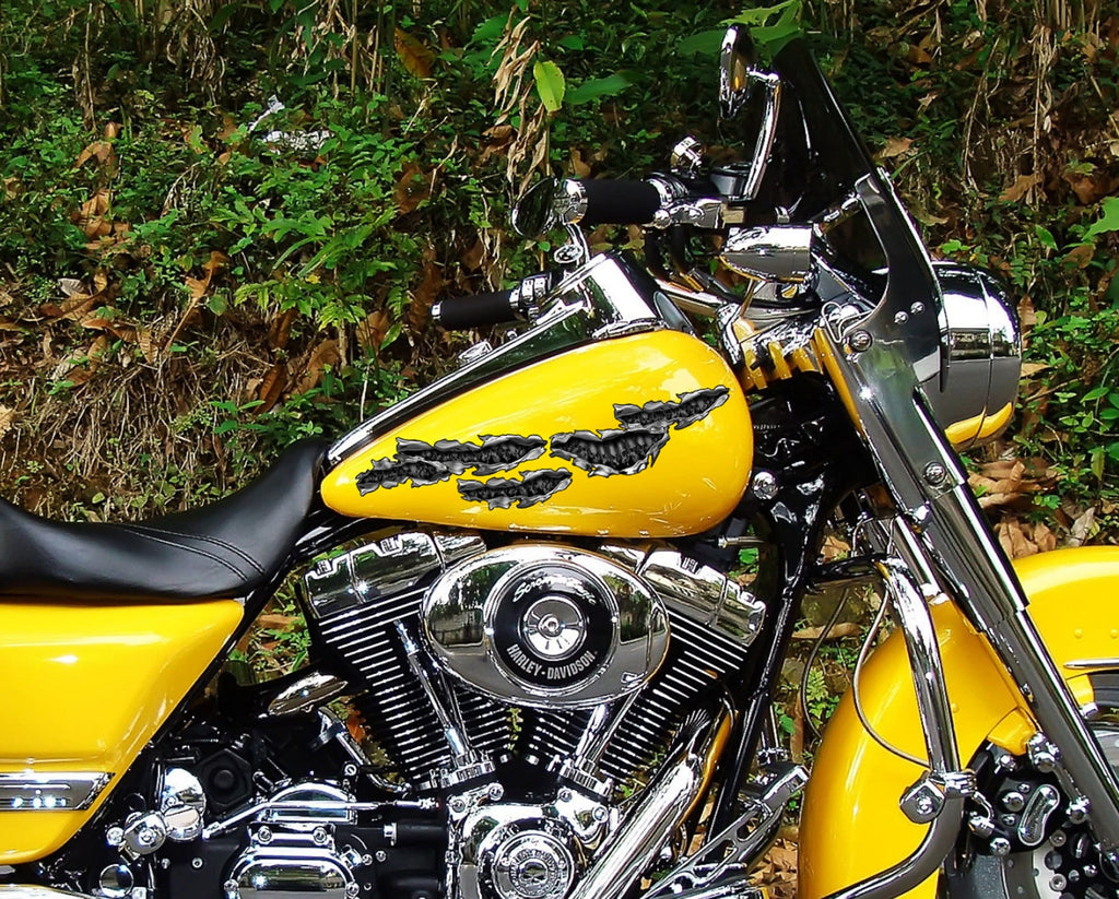 3D big Flag full color crotch rocket graphics, Scull chopper vinyl, Scull bike graphics, Scull motorcycle sticker, full color tribal skulls