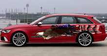 Load image into Gallery viewer, American pride car vinyl side wrap, USA Flag full color Car side graphics, US eagle car vinyl sticker, Big flag car side design