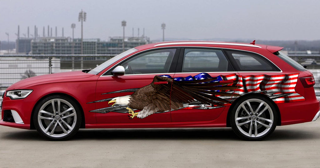 US Flag Car wrap, US eagle Ripped Metal Car Vinyl, US Pride Car Vinyl Decal, American pride Car Vinyl Side Wrap, Patriotic Car Side Design