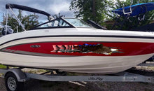 Load image into Gallery viewer, US Flag Ripped Metal Watercraft Vinyl, USA Flag Cigar Boat Side Graphics, US eagle Full Color Yacht Graphics